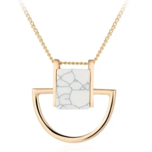 Halsband - White Marble Pendant - Marmor<VSmycken Hot