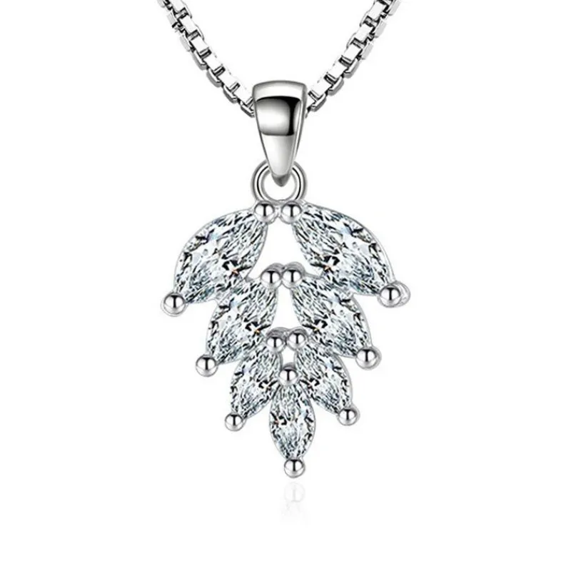 kta__silver_cubic_zirkon__0-2.webp Äkta 925 Silver Cubic Zirkon Ice Leaves Halsband<VSmycken Clearance