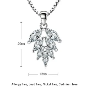 Äkta 925 Silver Cubic Zirkon Ice Leaves Halsband<VSmycken Clearance