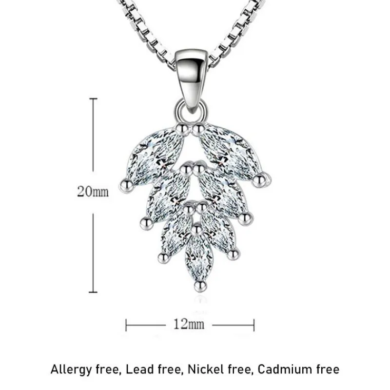 kta__silver_cubic_zirkon__5-1.webp Äkta 925 Silver Cubic Zirkon Ice Leaves Halsband<VSmycken Clearance