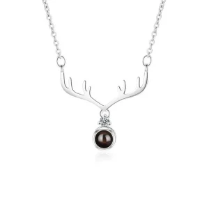 Äkta Silver Zircon Halsband - i love you Projection<VSmycken Sale