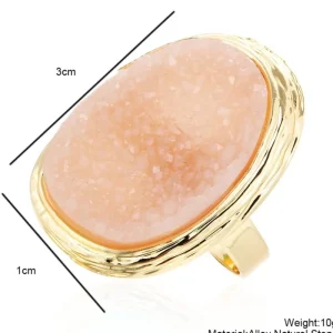 Naturlig beige sten guld Ring - Stor beige Färg Ring<VSmycken New