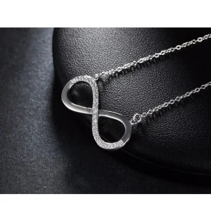 Platinpläterad Infinity HALSBAND - 925 Silver<VSmycken Online
