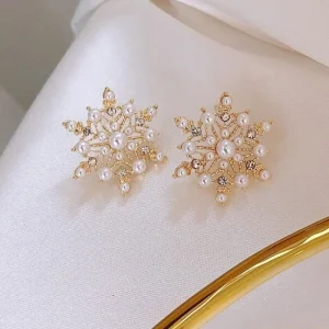 Pärla Snöflinga stora örhängen Eleganta kristallörhängen<VSmycken Sale