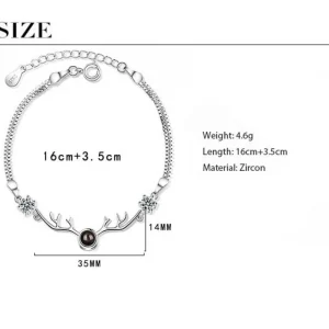 Rosa Äkta 925 Silver Zircon i love you Projection Armband<VSmycken Online