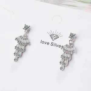 Shiny Geometric Cubic zirkon Örhängen i Silver<VSmycken Fashion