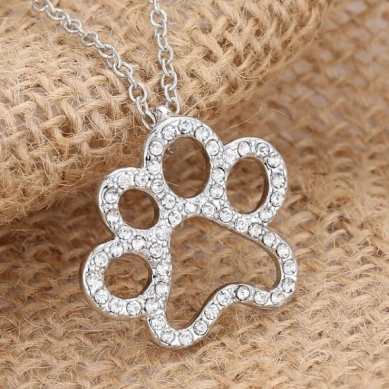 silver_crystal_dog_paw__h_0.webp Silver Crystal Dog Paw - Halsband<VSmycken Outlet