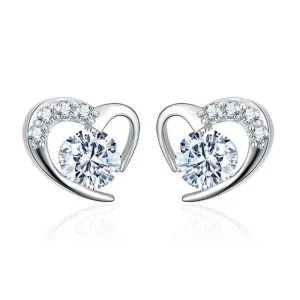 Silver hjärta zirkon Örhängen 925 sterling Silver<VSmycken Sale