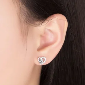 Silver hjärta zirkon Örhängen 925 sterling Silver<VSmycken Sale