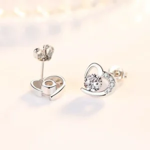 Silver hjärta zirkon Örhängen 925 sterling Silver<VSmycken Sale