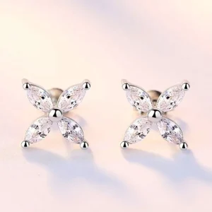 Silver ice Snowflakes Cubic zirkon Leaves Örhängen<VSmycken Fashion