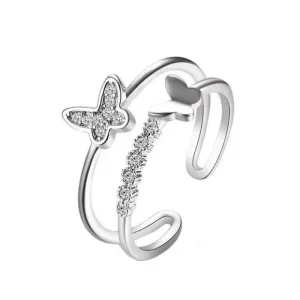 925 Silver Ring A+ Zircon Butterfly<VSmycken New