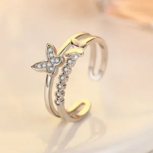 925 Silver Ring A+ Zircon Butterfly<VSmycken New