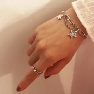 Silver Simple Retro zirkon Stjärnor Armband<VSmycken New