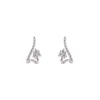 Silver Zircon Geometric Curve Stud örhängen<VSmycken Sale