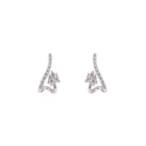 Silver Zircon Geometric Curve Stud örhängen<VSmycken Sale
