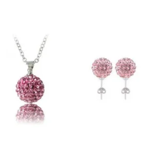 Smyckeset boll med kristallglitter - Rosa<VSmycken Online