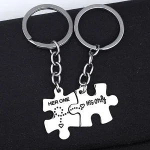 2 st Puzzle nyckelringar Her One His Only<VSmycken Online