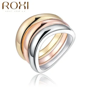 Trio Guldfyllda Guld Filled gulddoublé Ring - Silver , Rosé och guld - storlek 7<VSmycken Hot