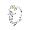 Vacker 925 Sterling Silver / AAAAA Zircon Butterfly Flower Ring<VSmycken Outlet