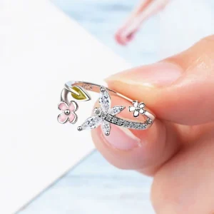 Vacker 925 Sterling Silver / AAAAA Zircon Butterfly Flower Ring<VSmycken Outlet