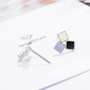 Vit, svart & grå Örhängen 925 sterling Silver<VSmycken Best