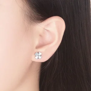 Zirkon Clover Fyrklövrar Örhängen i 925 sterling silver<VSmycken Online